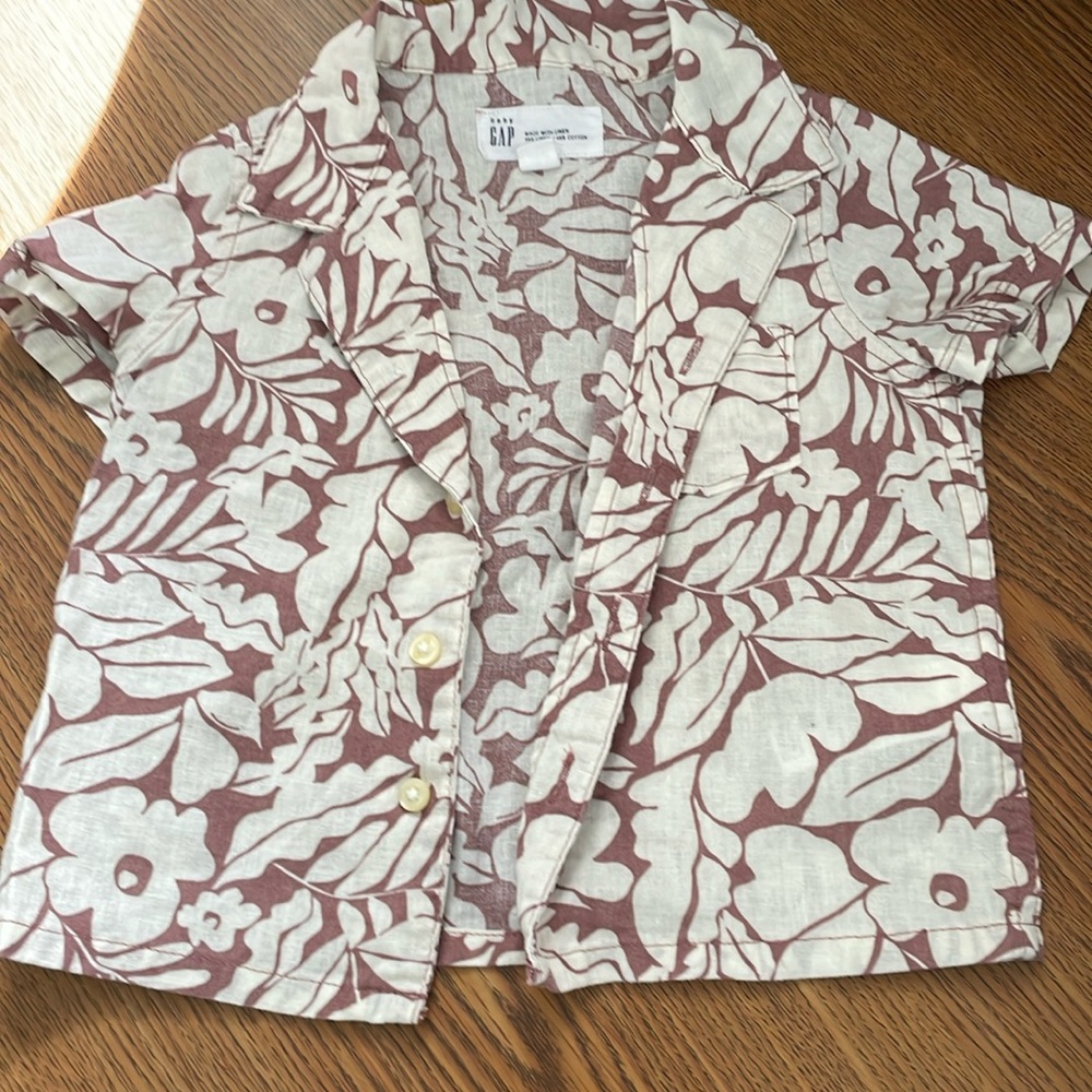 NWOT Baby gap Linen Hawaiian shirt size 12-18 months